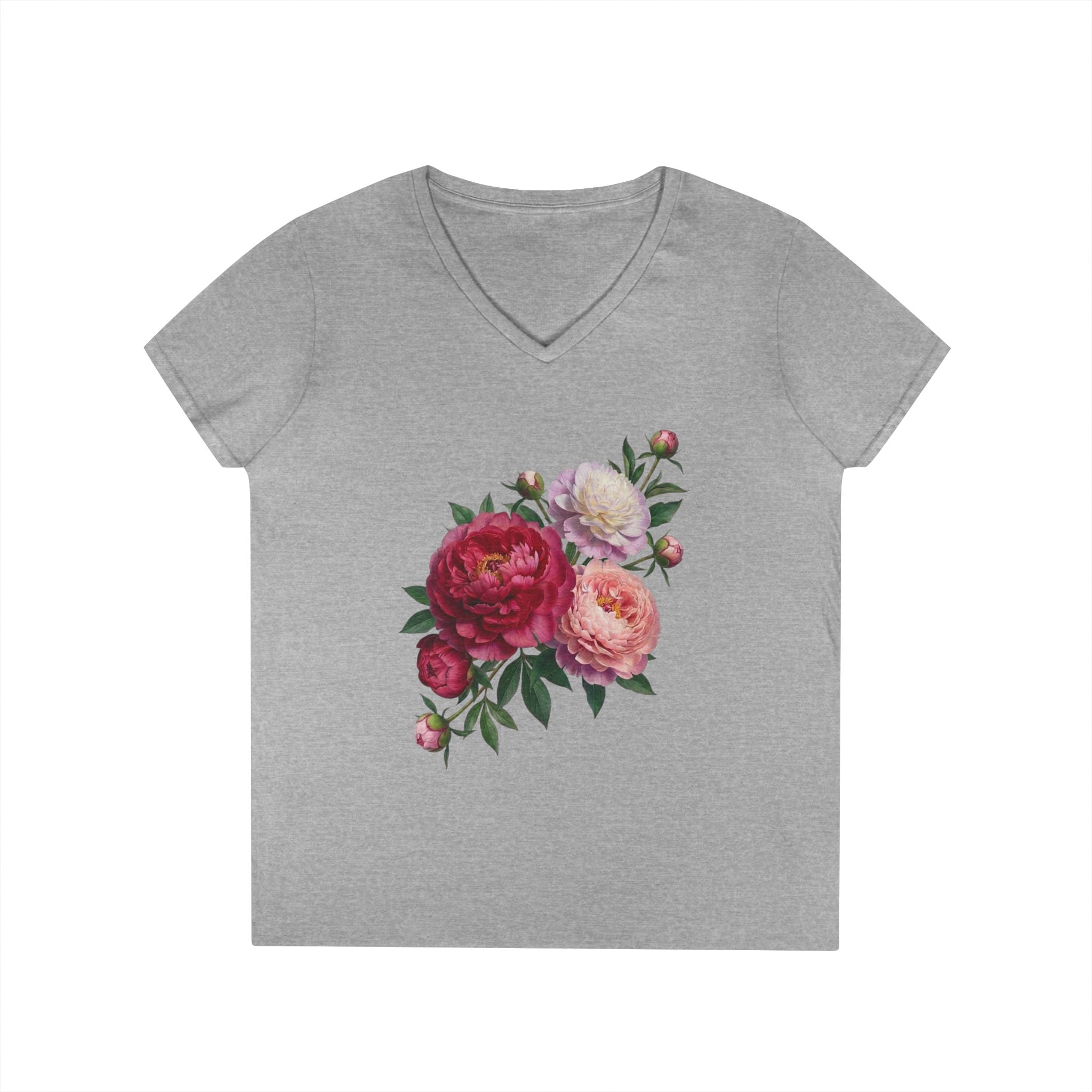 Peonies Ladies' V-Neck T-Shirt