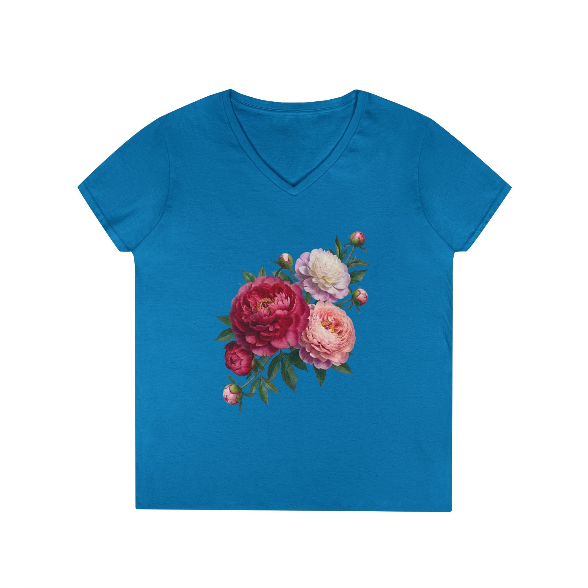 Peonies Ladies' V-Neck T-Shirt
