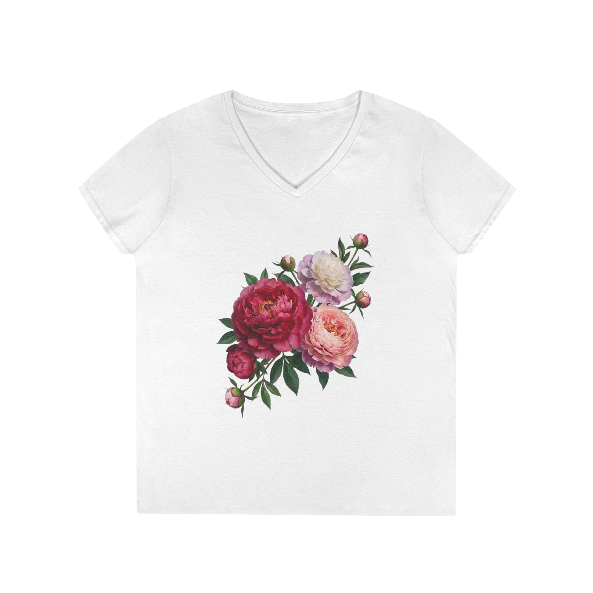 Peonies Ladies' V-Neck T-Shirt
