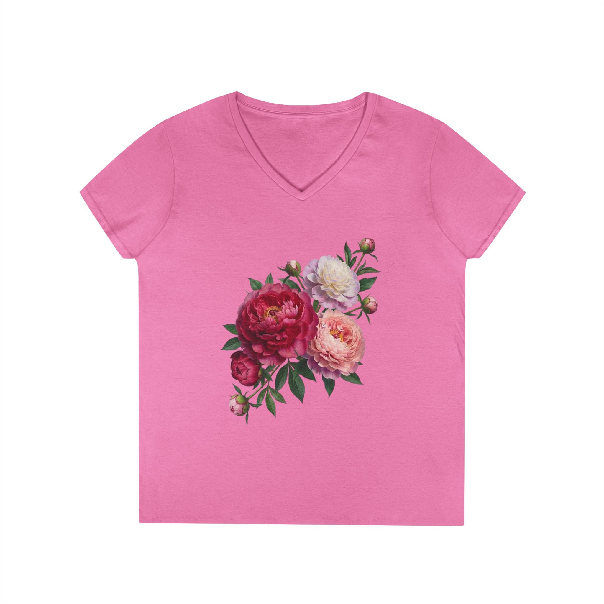 Peonies Ladies' V-Neck T-Shirt