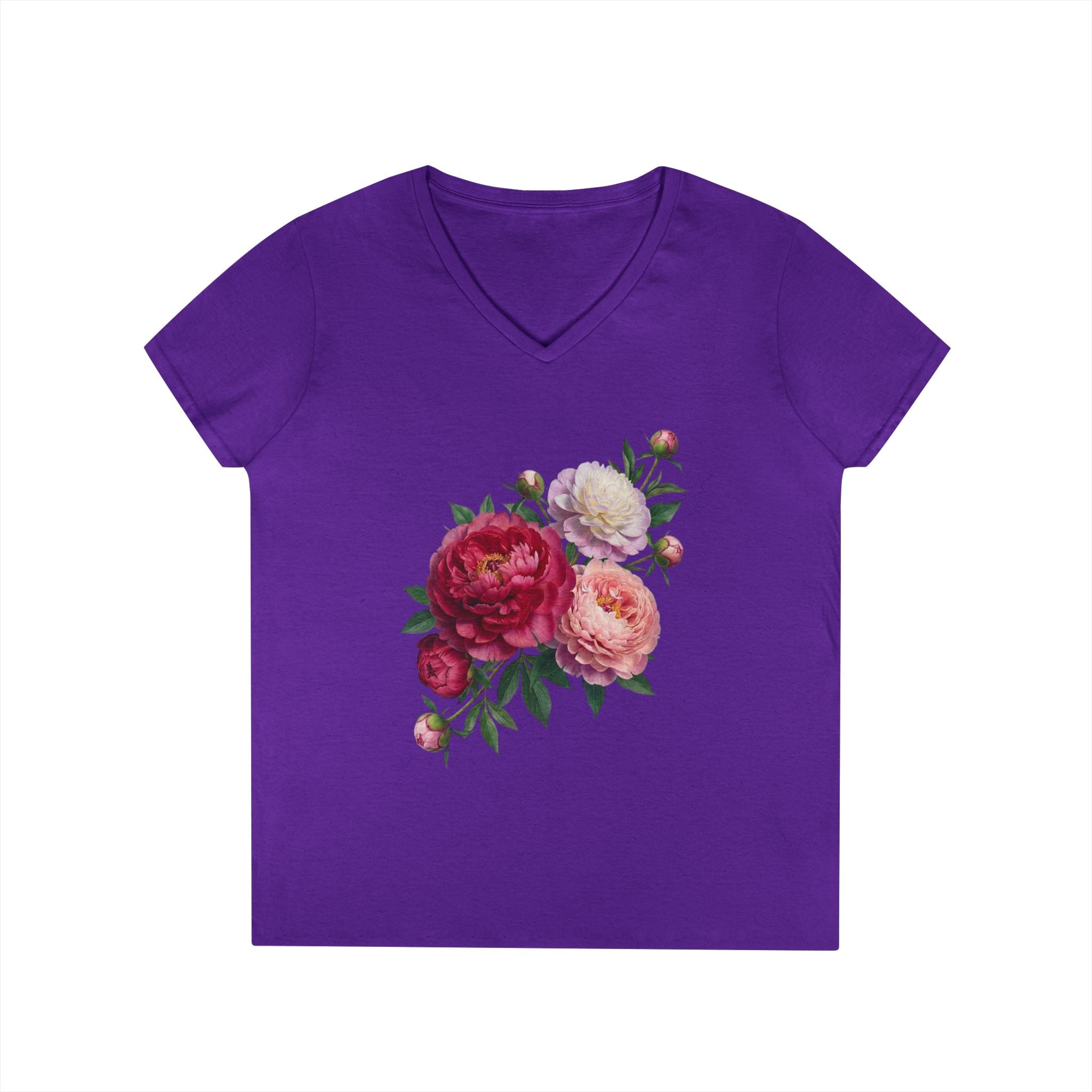 Peonies Ladies' V-Neck T-Shirt