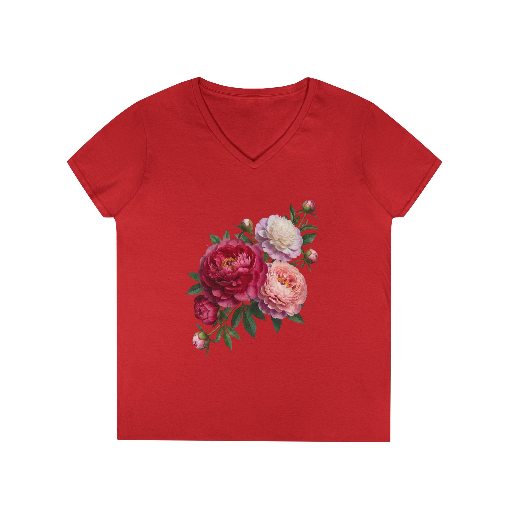 Peonies Ladies' V-Neck T-Shirt