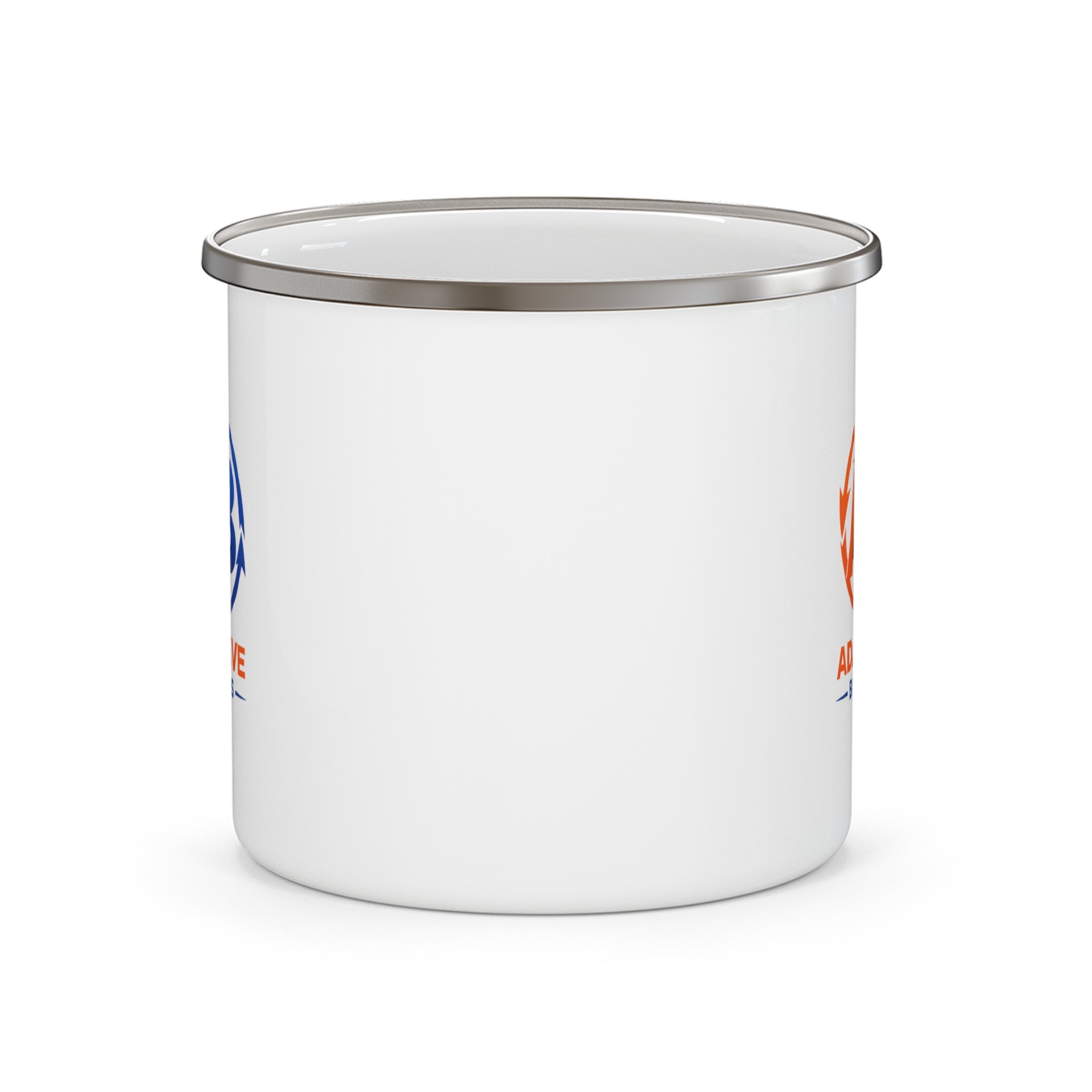 "Adaptive Blends" Enamel Campfire Mug — 12oz, Stainless-Steel Rim