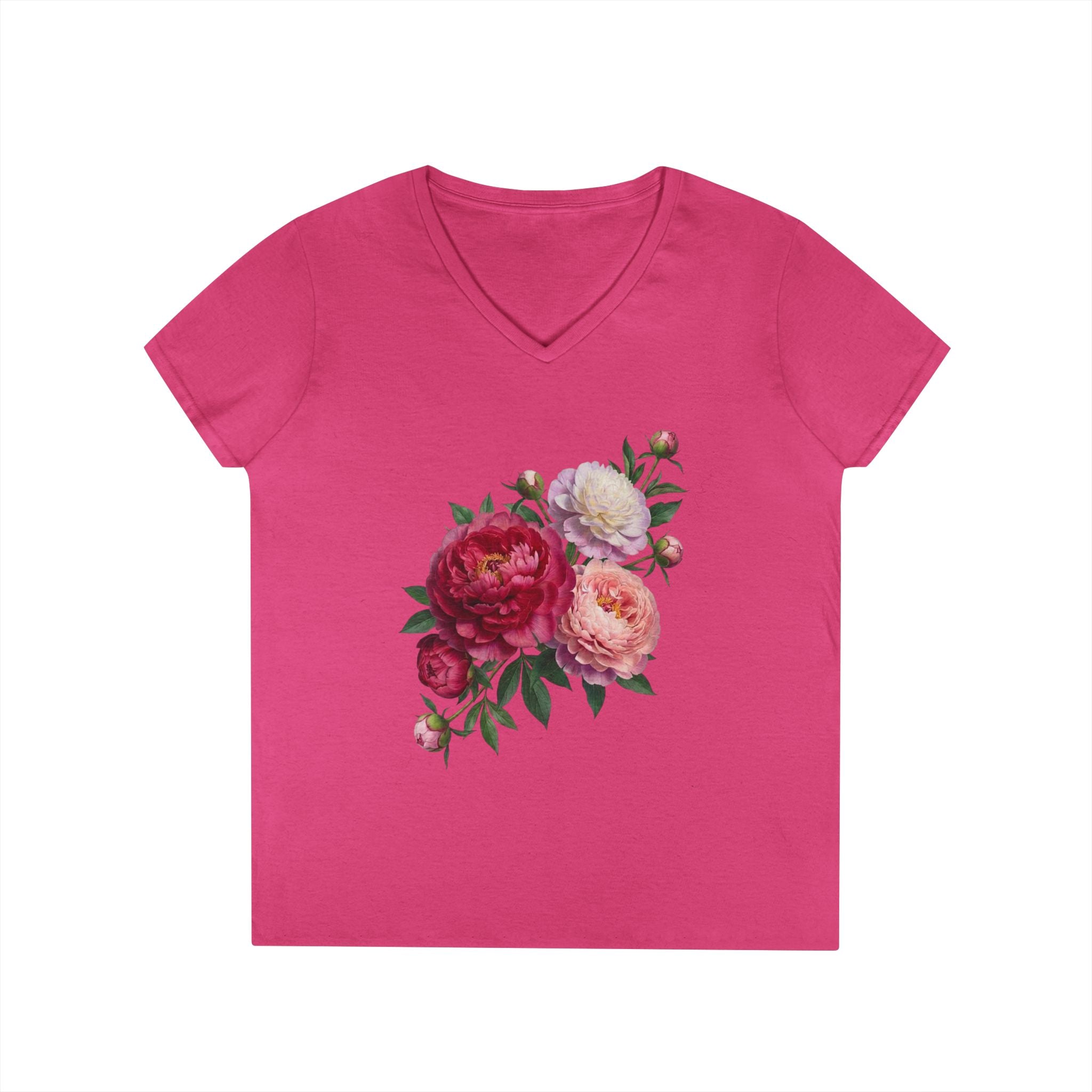 Peonies Ladies' V-Neck T-Shirt