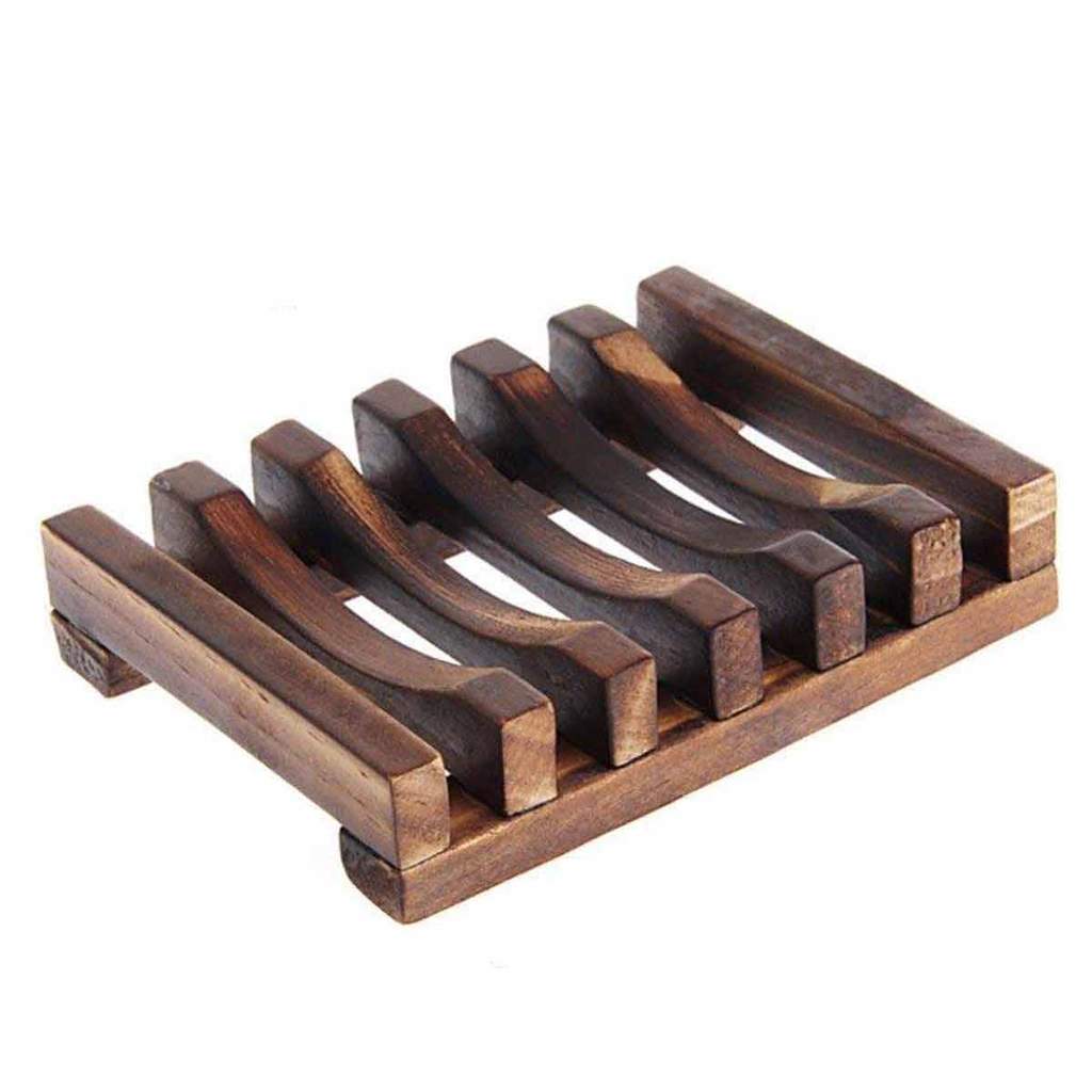 Handcrafted Wooden Soap Dish | Natural Dark Wood | Soap Saver